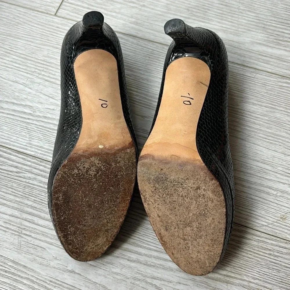 Stuart Weitzman Black Python Embossed Leather Pee… - image 12